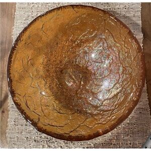 Vintage Large Iridescent GSJ Oceana Glass Bowl